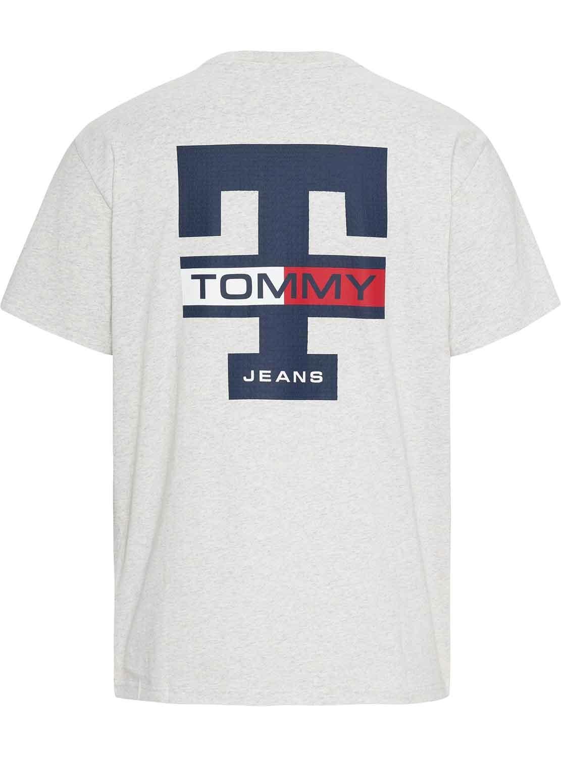 T-Shirt Tommy Jeans Letterman Grigio per Uomo