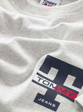 T-Shirt Tommy Jeans Letterman Grigio per Uomo