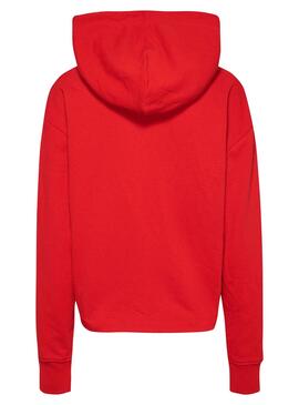 Felpa Tommy Jeans Relaxed Essential Rosso Donna