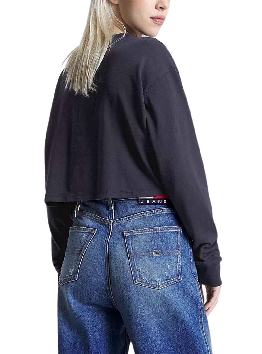 Felpa Tommy Jeans Archive Blu Navy per Donna