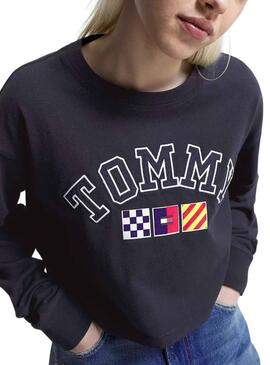 Felpa Tommy Jeans Archive Blu Navy per Donna