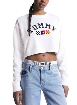 Felpa Tommy Jeans Archive Bianco per Donna