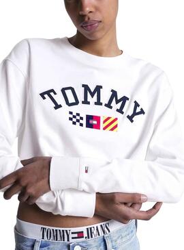 Felpa Tommy Jeans Archive Bianco per Donna