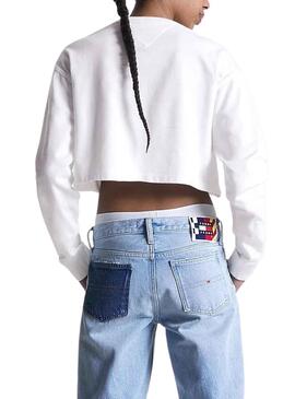 Felpa Tommy Jeans Archive Bianco per Donna