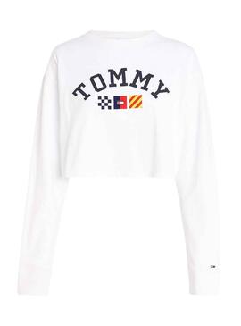 Felpa Tommy Jeans Archive Bianco per Donna