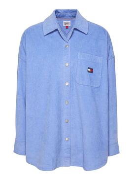 Overshirt Tommy Jeans Pop Cord Blu Donna
