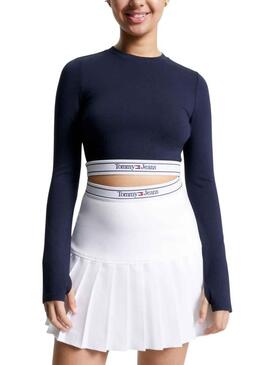 Crop Top Tommy Jeans Cintura Blu Navy Donna