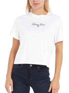 T-Shirt Tommy Jeans Essential Bianco per Donna