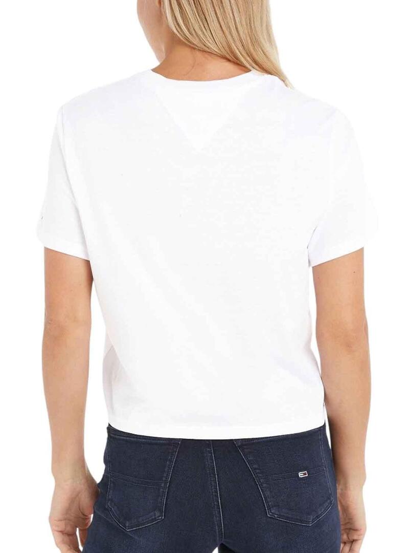 T-Shirt Tommy Jeans Essential Bianco per Donna