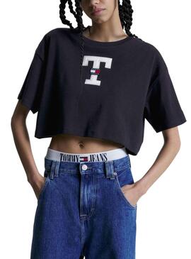 T-Shirt Tommy Jeans Modern Prep Nero per Donna