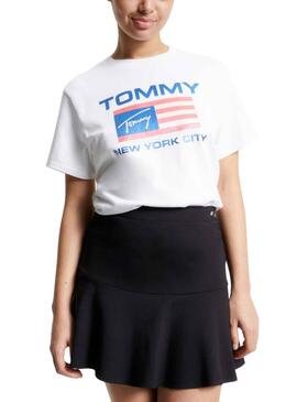 T-Shirt Tommy Jeans Modern Prep Flag Bianco Donna