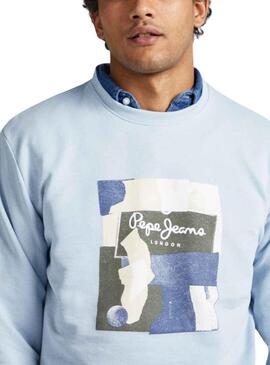 Felpa Pepe Jeans Vecchia moglie Crew Blu per Uomo