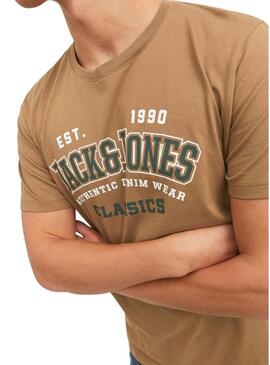 T-Shirt Jack & Jones Marrone per Uomo