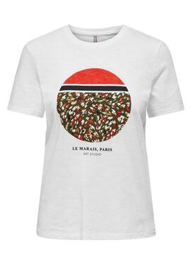 T-Shirt Only Filone Print Bianco per Donna