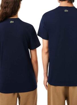 T-Shirt Lacoste Effetto 3D Blu Navy Uomo Donna