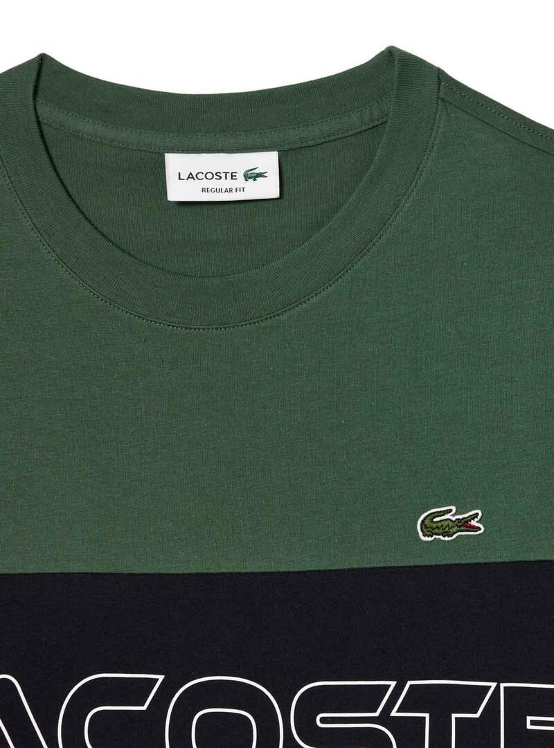 T-Shirt Lacoste Colore Block Verde per Uomo