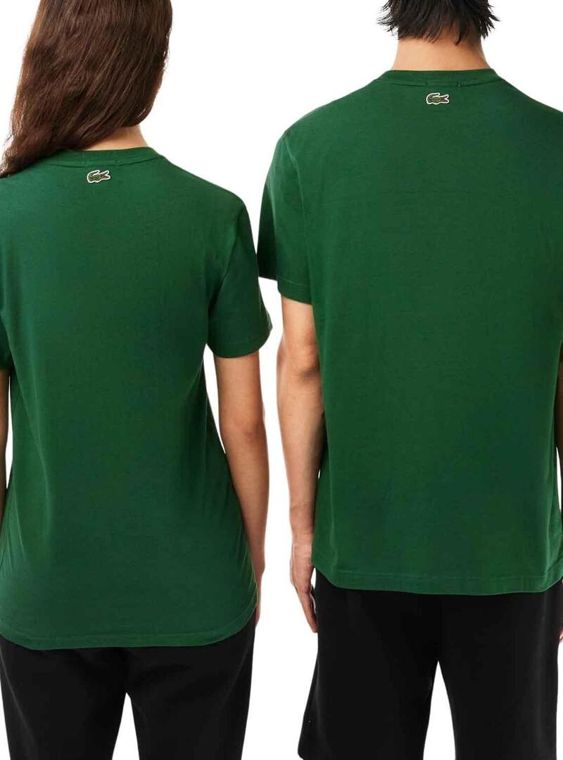 T-Shirt Lacoste Effetto 3D Verde per Uomo Donna