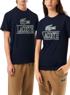 T-Shirt Lacoste corre grande Blu Navy Uomo Donna