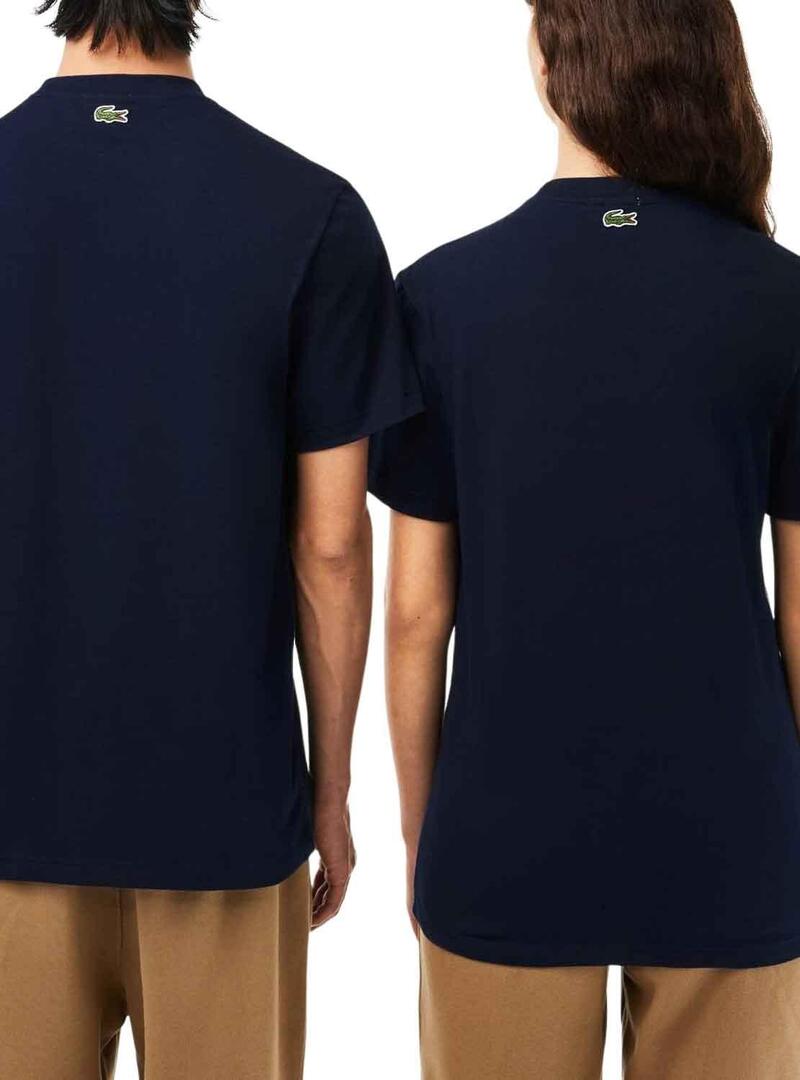 T-Shirt Lacoste corre grande Blu Navy Uomo Donna