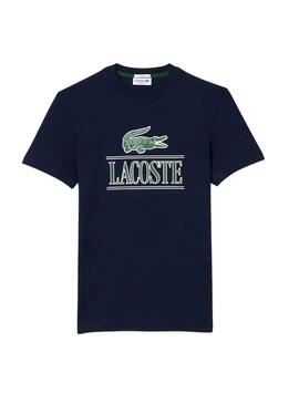 T-Shirt Lacoste corre grande Blu Navy Uomo Donna