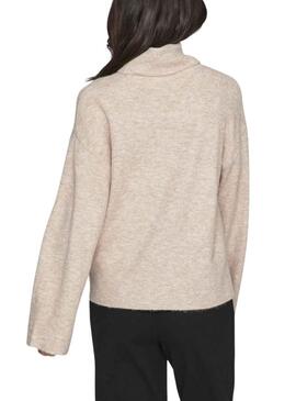 Pullover Vila Vivimalina Rollneck Beige per Donna