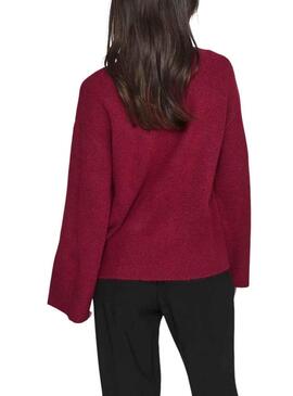 Pullover Vila Vivimalina Rollneck Bordeaux per Donna