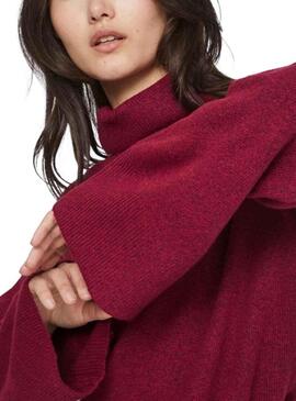 Pullover Vila Vivimalina Rollneck Bordeaux per Donna