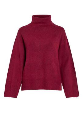 Pullover Vila Vivimalina Rollneck Bordeaux per Donna