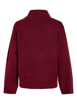 Pullover Vila Vivimalina Rollneck Bordeaux per Donna