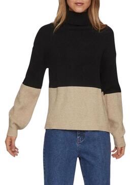 Pullover Vila Viril Blocking Nero per Donna