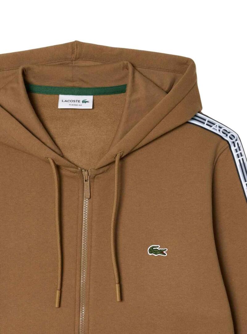 Felpa Lacoste Jogger Cerniera Marrone Uomo