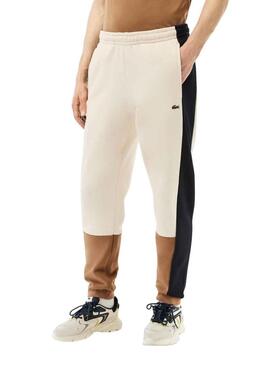 Pantaloni Lacoste Jogger Tuta Sportiva Beige per Uomo