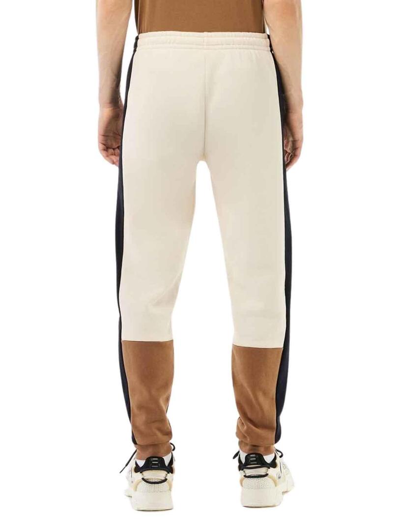 Pantaloni Lacoste Jogger Tuta Sportiva Beige per Uomo