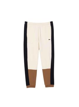 Pantaloni Lacoste Jogger Tuta Sportiva Beige per Uomo