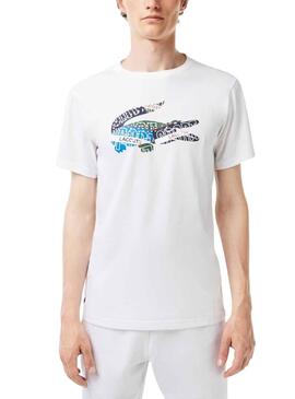 T-Shirt Lacoste Sport Knitted Bianco per Uomo