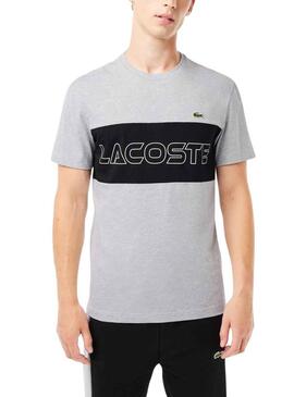 T-Shirt Lacoste Colore Block Grigio per Uomo