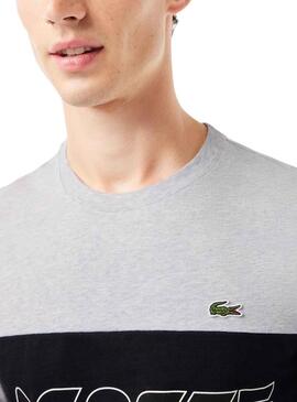 T-Shirt Lacoste Colore Block Grigio per Uomo