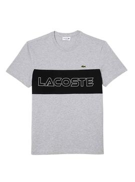 T-Shirt Lacoste Colore Block Grigio per Uomo