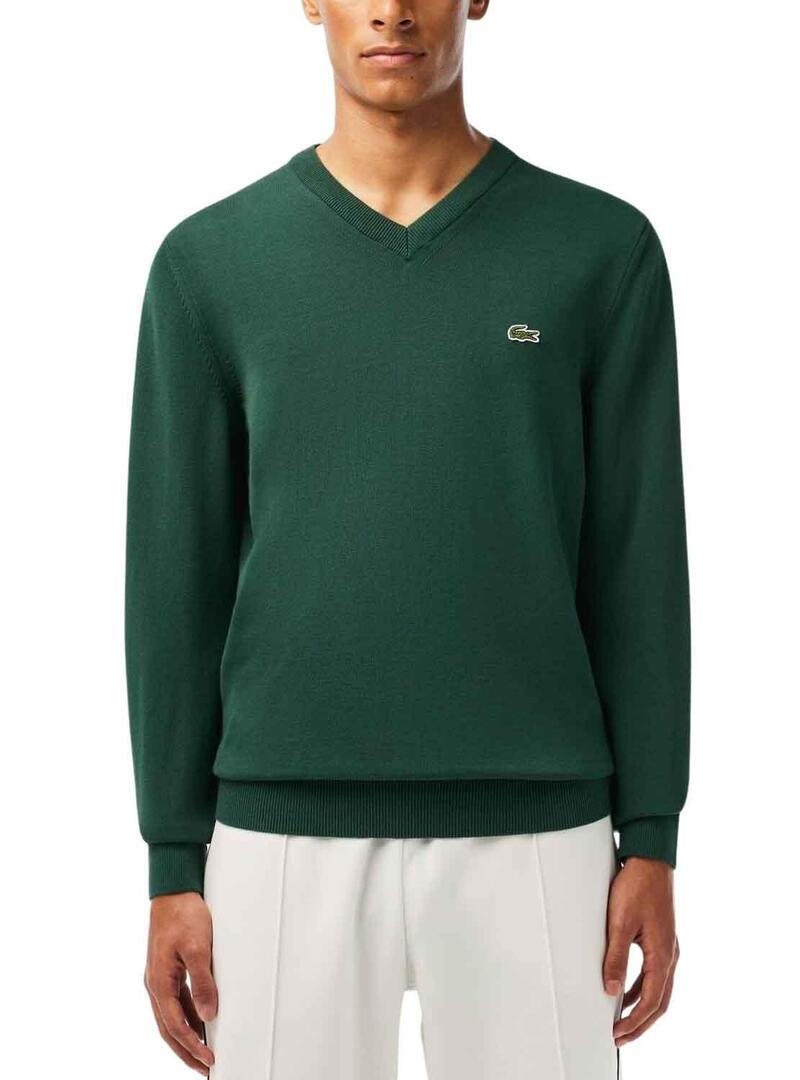 Pullover Lacoste Tricot Ecologico Verde per Uomo