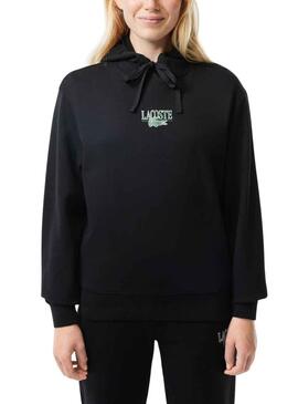 Felpa Lacoste Jogger Cappuccio Nero per Donna