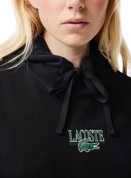 Felpa Lacoste Jogger Cappuccio Nero per Donna