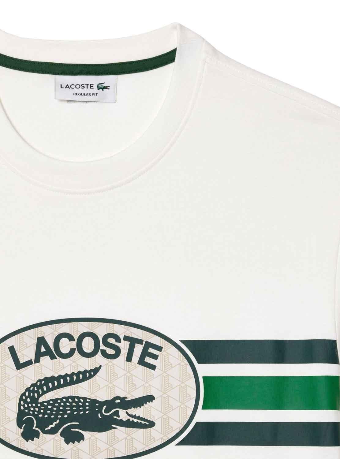 T-Shirt Lacoste Monograma Bianco per Uomo