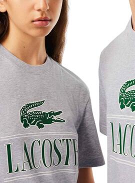 T-Shirt Lacoste Runs Large Grigio Uomo Donna