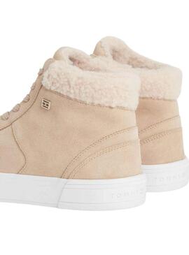 Sneakers Tommy Hilfiger Vulc Scamosciato Beige Donna