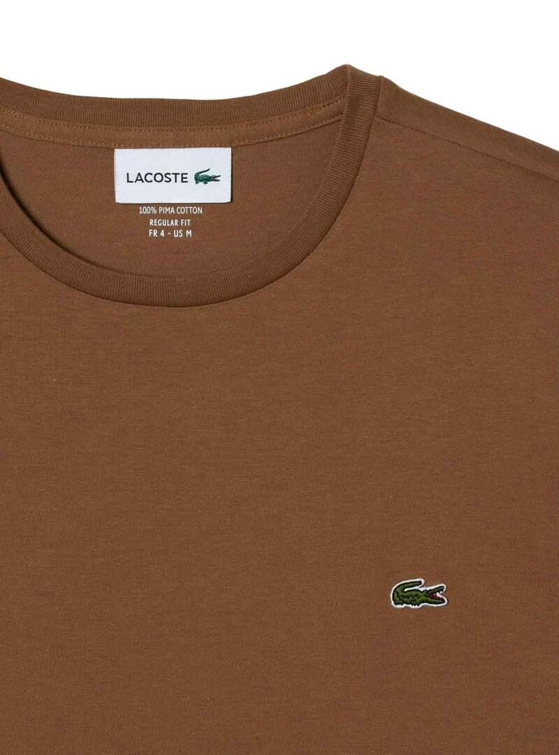 T-Shirt Lacoste Prima Premium Marrone per Uomo