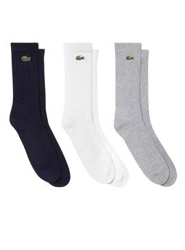 Calzini Lacoste Pack 3 Bianco Grigio Nero Uomo