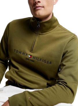 Felpa Tommy Hilfiger MockNeck Verde Uomo