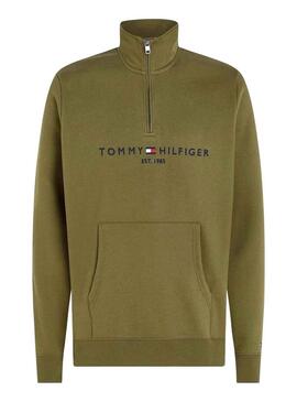 Felpa Tommy Hilfiger MockNeck Verde Uomo