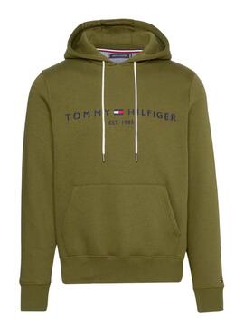 Felpa Tommy Hilfiger Logo Hoody Verde Uomo