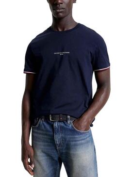 T-Shirt Tommy Hilfiger Tipped Blu Navy per Uomo